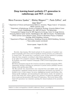 Deep learning-based synthetic-CT generation in radiotherapy and PET: a
  review