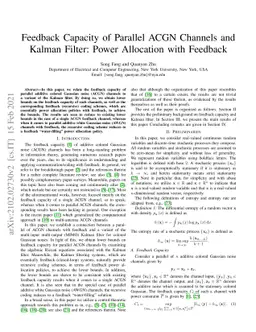 Feedback Capacity of Parallel ACGN Channels and Kalman Filter: Power
  Allocation with Feedback