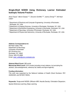 Single-Shell NODDI Using Dictionary Learner Estimated Isotropic Volume
  Fraction