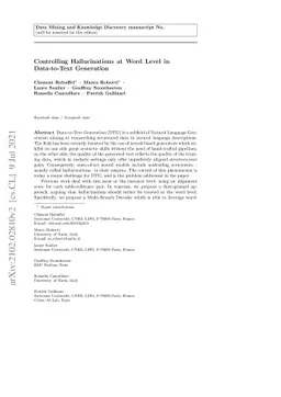 Controlling Hallucinations at Word Level in Data-to-Text Generation