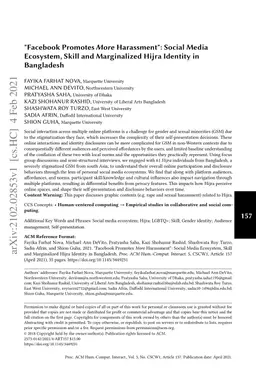 "Facebook Promotes More Harassment": Social Media Ecosystem, Skill and
  Marginalized Hijra Identity in Bangladesh
