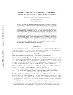 Nonlinear Independent Component Analysis for Discrete-Time and
  Continuous-Time Signals