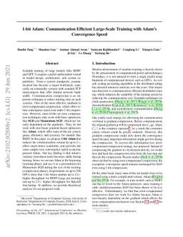 1-bit Adam: Communication Efficient Large-Scale Training with Adam's
  Convergence Speed