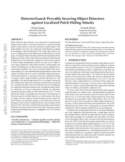 DetectorGuard: Provably Securing Object Detectors against Localized
  Patch Hiding Attacks