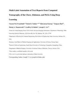 Multi-Label Annotation of Chest Abdomen Pelvis Computed Tomography Text
  Reports Using Deep Learning