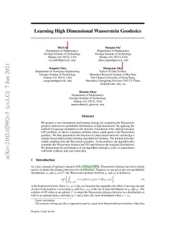 Learning High Dimensional Wasserstein Geodesics