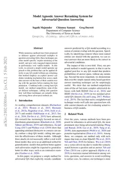 Model Agnostic Answer Reranking System for Adversarial Question
  Answering