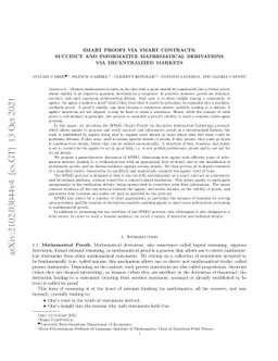 Smart Proofs via Smart Contracts: Succinct and Informative Mathematical
  Derivations via Decentralized Markets