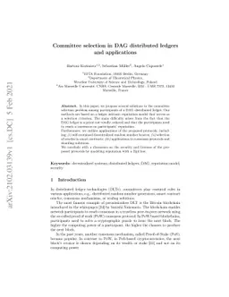 Committee selection in DAG distributed ledgers and applications
