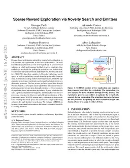 Sparse Reward Exploration via Novelty Search and Emitters