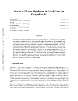 Provably Efficient Algorithms for Multi-Objective Competitive RL