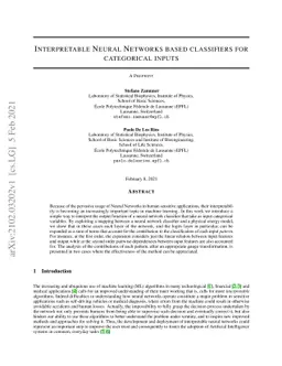 Interpretable Neural Networks based classifiers for categorical inputs