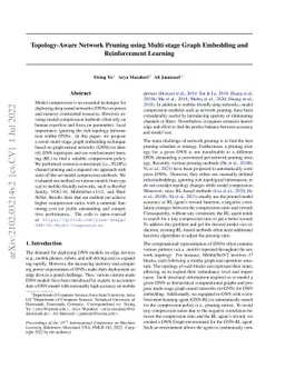 Topology-Aware Network Pruning using Multi-stage Graph Embedding and
  Reinforcement Learning