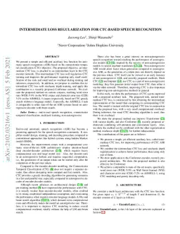 Intermediate Loss Regularization for CTC-based Speech Recognition