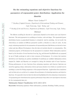 On the estimating equations and objective functions for parameters of
  exponential power distribution: Application for disorder