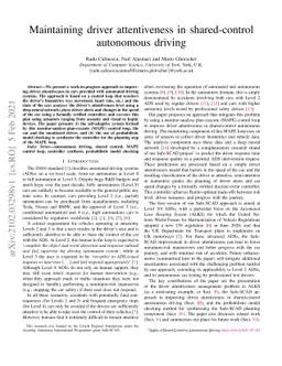 Maintaining driver attentiveness in shared-control autonomous driving