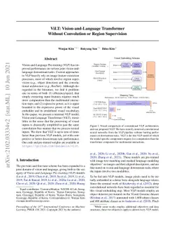 ViLT: Vision-and-Language Transformer Without Convolution or Region
  Supervision