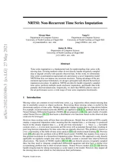 NRTSI: Non-Recurrent Time Series Imputation