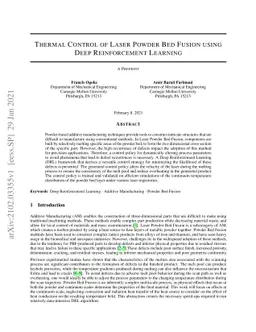 Thermal Control of Laser Powder Bed Fusion Using Deep Reinforcement
  Learning