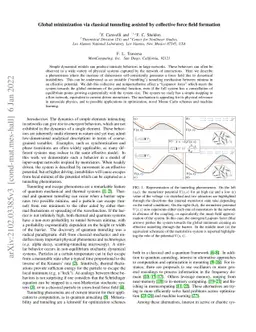 Global minimization via classical tunneling assisted by collective force
  field formation