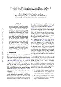 Does the Order of Training Samples Matter? Improving Neural Data-to-Text
  Generation with Curriculum Learning