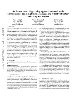 An Autonomous Negotiating Agent Framework with Reinforcement Learning
  Based Strategies and Adaptive Strategy Switching Mechanism