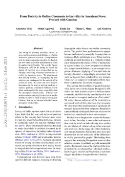 From Toxicity in Online Comments to Incivility in American News: Proceed
  with Caution