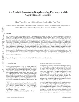 An Analytic Layer-wise Deep Learning Framework with Applications to
  Robotics