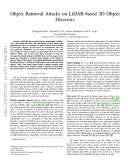 Object Removal Attacks on LiDAR-based 3D Object Detectors