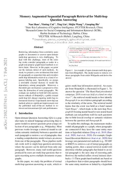 Memory Augmented Sequential Paragraph Retrieval for Multi-hop Question
  Answering