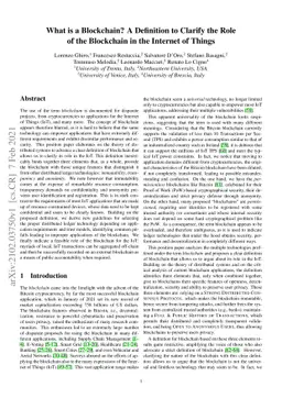 What is a Blockchain? A Definition to Clarify the Role of the Blockchain
  in the Internet of Things