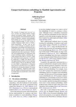 Unsupervised Sentence-embeddings by Manifold Approximation and
  Projection