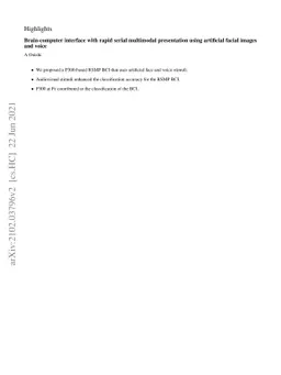 Brain-computer interface with rapid serial multimodal presentation using
  artificial facial images and voice