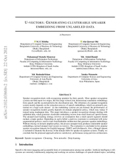 U-vectors: Generating clusterable speaker embedding from unlabeled data
