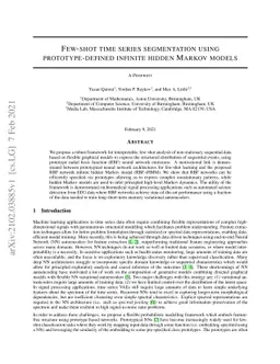 Few-shot time series segmentation using prototype-defined infinite
  hidden Markov models