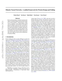 Mimetic Neural Networks: A unified framework for Protein Design and
  Folding