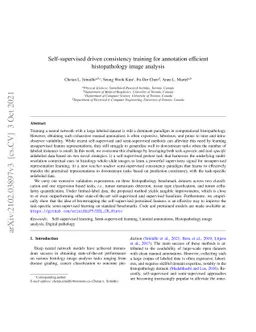 Self-supervised driven consistency training for annotation efficient
  histopathology image analysis