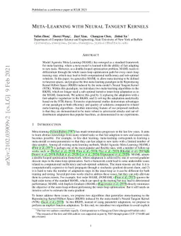 Meta-Learning with Neural Tangent Kernels