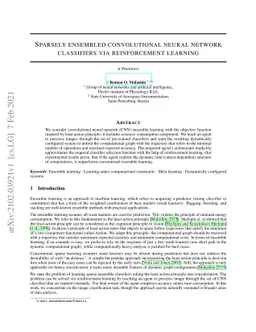 Sparsely ensembled convolutional neural network classifiers via
  reinforcement learning