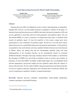 Latent Map Gaussian Processes for Mixed Variable Metamodeling