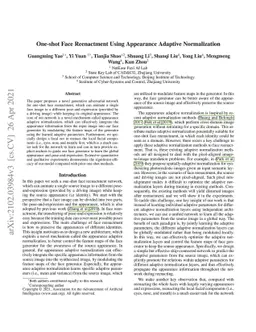 One-shot Face Reenactment Using Appearance Adaptive Normalization