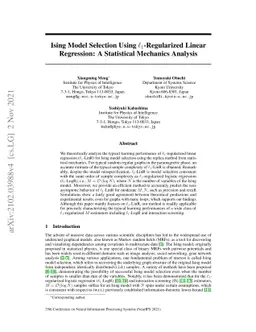Ising Model Selection Using $\ell_{1}$-Regularized Linear Regression: A
  Statistical Mechanics Analysis