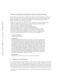 Analytics and Machine Learning in Vehicle Routing Research