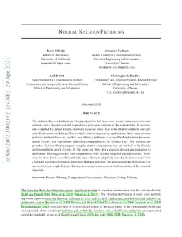 Neural Kalman Filtering