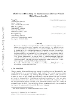 Distributed Bootstrap for Simultaneous Inference Under High
  Dimensionality