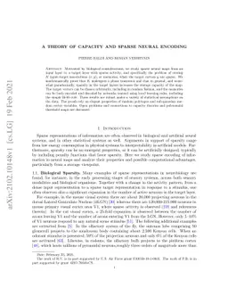 A theory of capacity and sparse neural encoding