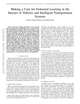 Making a Case for Federated Learning in the Internet of Vehicles and
  Intelligent Transportation Systems