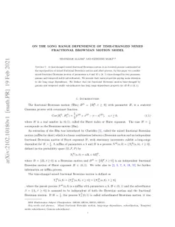 On the long range dependence of time-changed mixed fractional Brownian
  motion model
