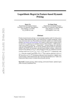 Logarithmic Regret in Feature-based Dynamic Pricing