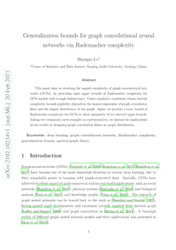 Generalization bounds for graph convolutional neural networks via
  Rademacher complexity